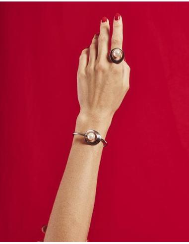 Brazalete Majorica acero y perla