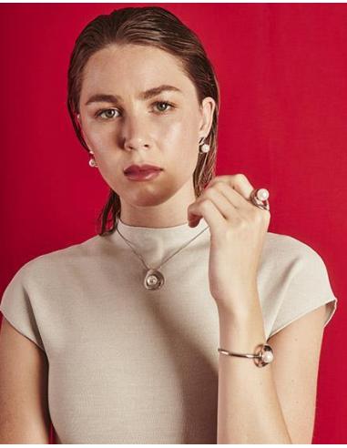 Brazalete Majorica acero y perla